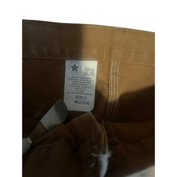 Carhartt Mens Brown Thrashed Work Pants 42x32 Durable 100% Cotton Relaxed Fit - Picture 8 of 8